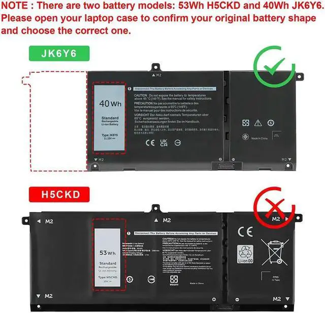 Alt view image 2 of 5 - 40Wh JK6Y6 Battery for Dell Inspiron 5400 2-in-1 5406 2-in-1 7405 2-in-1 7300 2-in-1 Silver