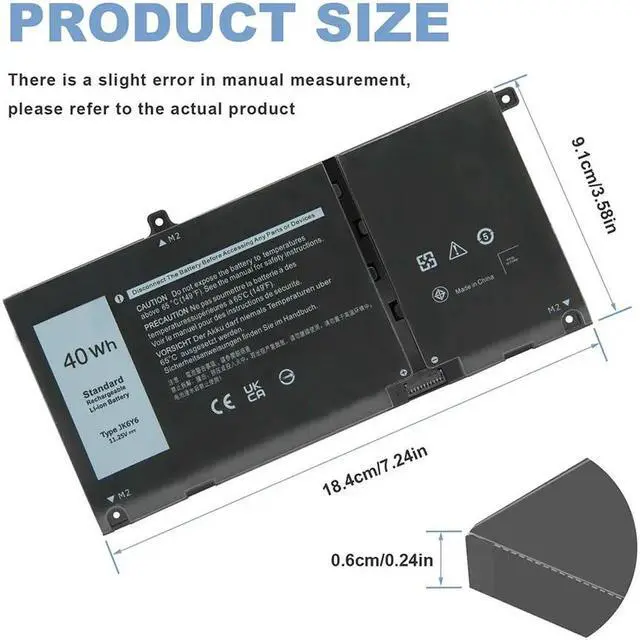 Alt view image 5 of 5 - 40Wh JK6Y6 Battery for Dell Inspiron 5400 2-in-1 5406 2-in-1 7405 2-in-1 7300 2-in-1 Silver