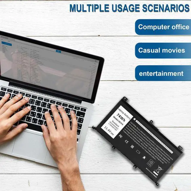 Alt view image 5 of 5 - 74Wh 357F9 Battery for Dell Inspiron 15 5576 5577 7566 7567 7557 7559