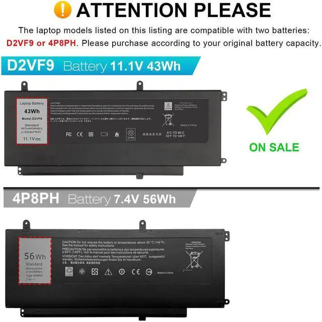 Alt view image 3 of 5 - 45W Battery for Dell Inspiron 15 7547 7548 N7547 7548 Vostro 14 5459