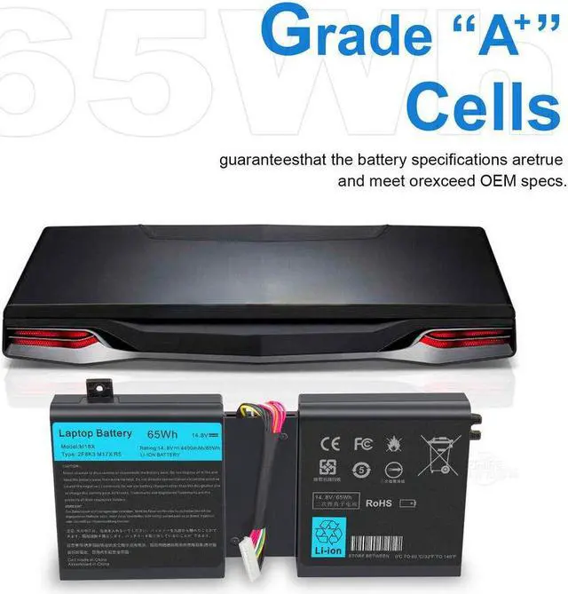 Alt view image 5 of 5 - 65W Battery for Dell 2F8K3 02F8K3 KJ2PX 0KJ2PX G33TT