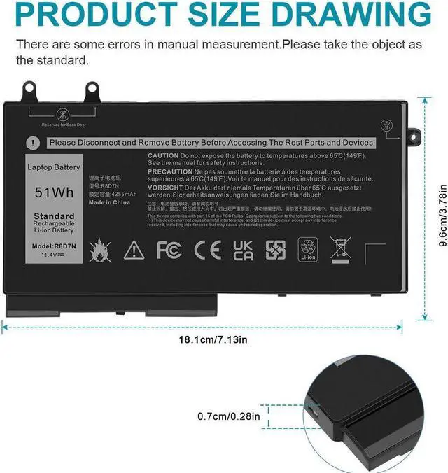 Alt view image 5 of 5 - 51Wh Battery for Dell Inspiron 7590 2-in-1 7591 2-in-1 7791 2-in-1 Series