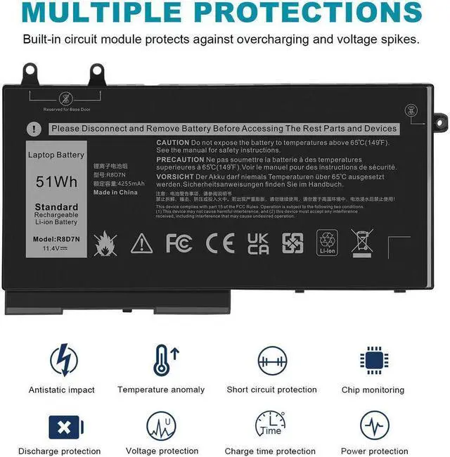 Alt view image 4 of 5 - 51Wh Battery for Dell Inspiron 7590 2-in-1 7591 2-in-1 7791 2-in-1 Series