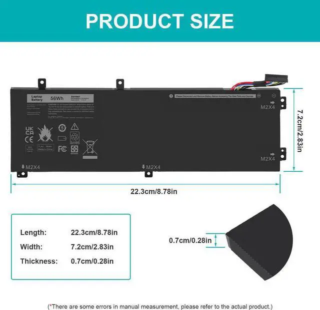 Alt view image 5 of 5 - 56Wh H5H20 Battery for Dell XPS 15 9550 9560 9570 Precision 5510 5520 5530 P56F P56F001