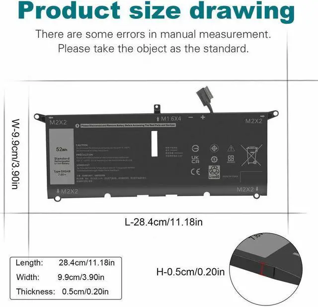 Alt view image 4 of 5 - 52Wh Battery for Dell P113G001 P114G001 P115G001 P82G001 P82G002