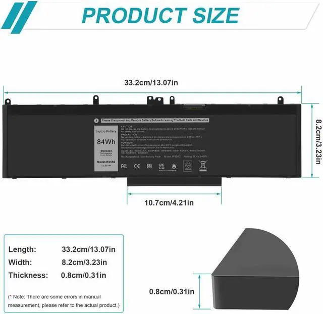 Alt view image 5 of 5 - 84Wh Battery for Dell 04F5YV 4F5YV Wj5R2 Wj5R2-02 K1G3K G9G1H 4F5YV