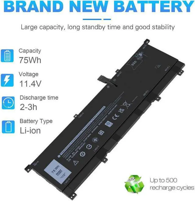 Alt view image 2 of 5 - 75W Battery for Dell XPS 15-9575 15 9575 15 2-in-115 9575 i5-8305G 15 9575 i7-8705G