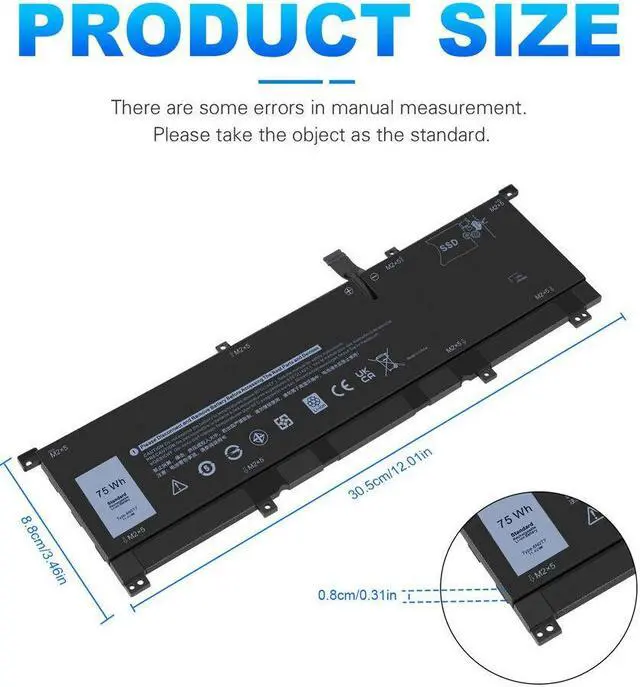 Alt view image 3 of 5 - 75W Battery for Dell XPS 15-9575 15 9575 15 2-in-115 9575 i5-8305G 15 9575 i7-8705G