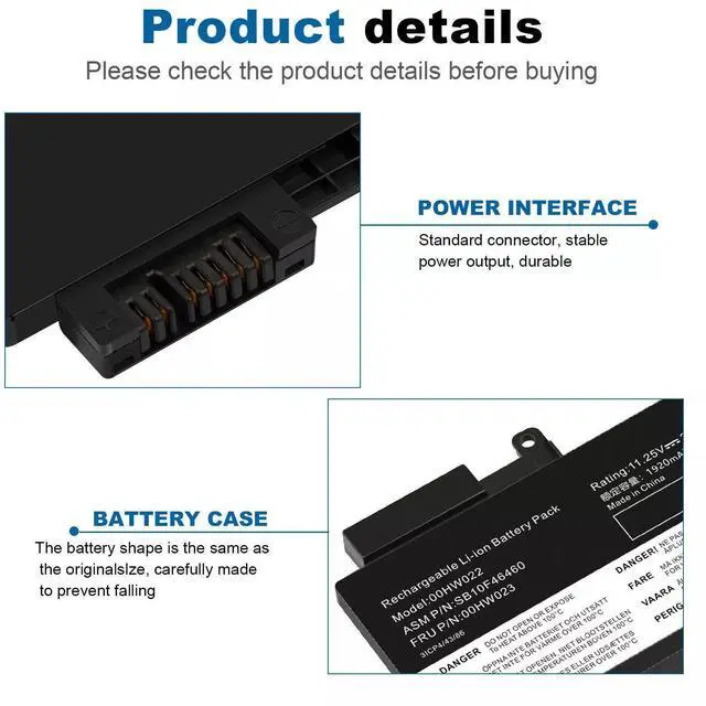 Alt view image 5 of 5 - 24W Battery for Lenovo ThinkPad T460s T470s SB10F46474 00HW037 SB10F46475