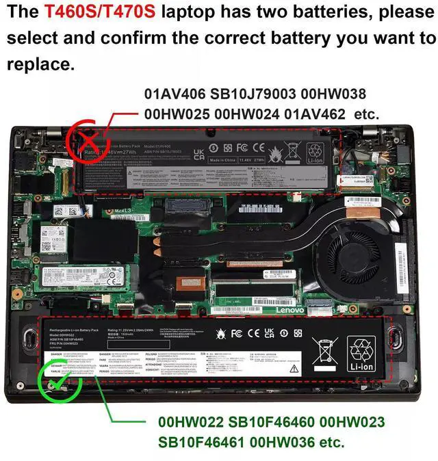 Alt view image 2 of 5 - 24W Battery for Lenovo ThinkPad T460s T470s SB10F46474 00HW037 SB10F46475