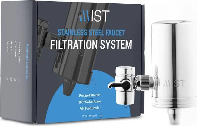 Main image of Mist Stainless Steel Activated Carbon Fiber Faucet Filtration System NSF Certified Connects to Standard Faucets 320-Gallon Capacity