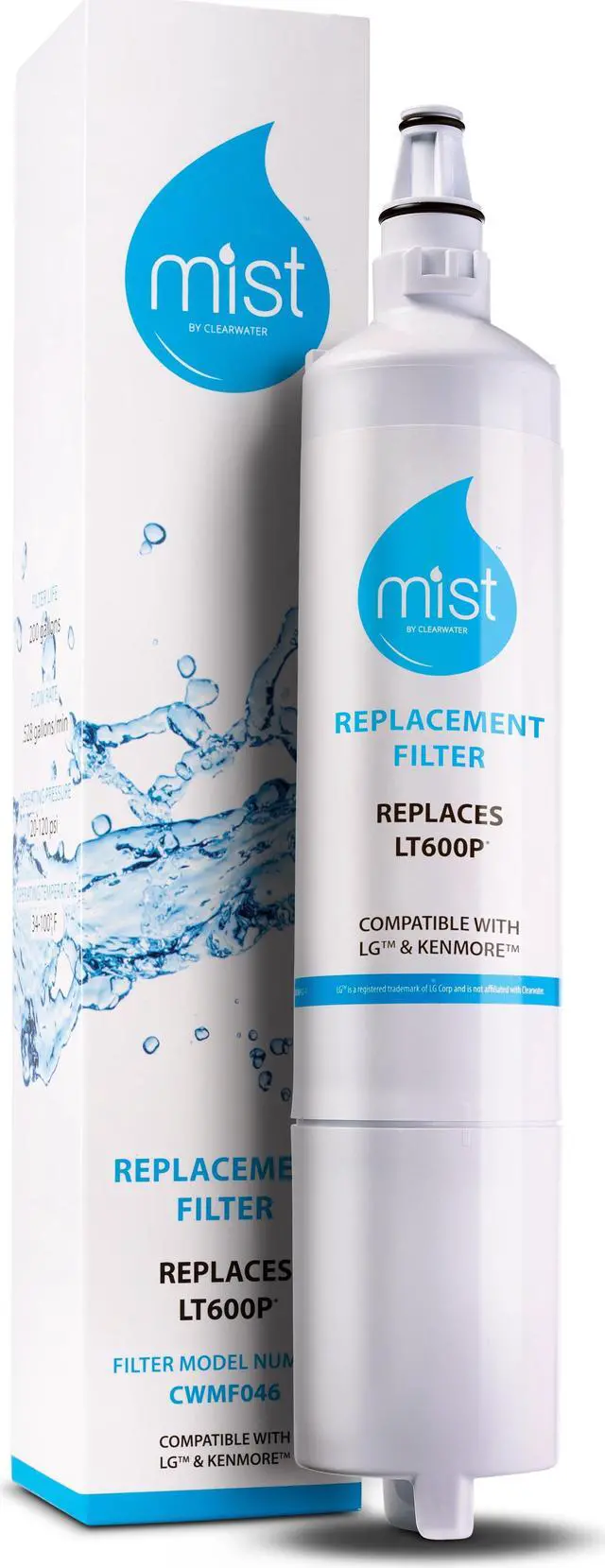 Main image of Mist 5231JA2006B Water Filter Replacement, Compatible with LG Models: 5231JA2006A, Kenmore 469990, LT600P, 5231JA2006E, 5231JA2006F, 46-9990, 1 Pack - Mist