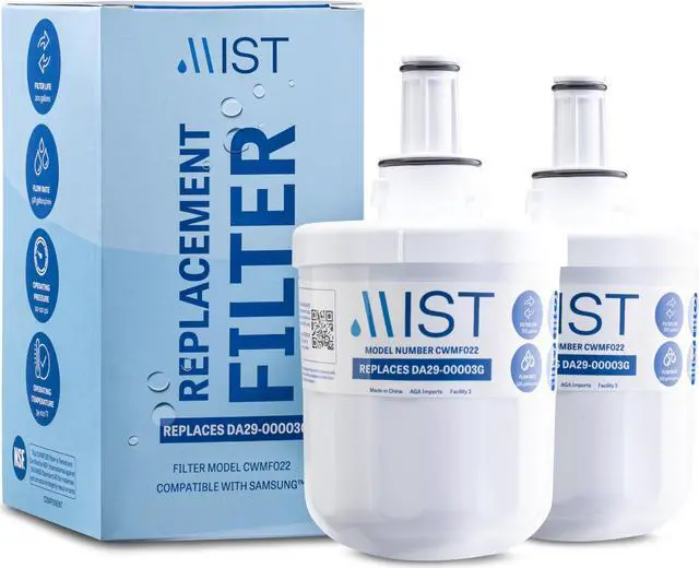 Main image of Mist DA29-00003G Water Filter Replacement, Compatible with Samsung Models: Aqua-Pure Plus, RSG257AARS, DA29-00003F, DA29-00003B, DA29-00003A, HAFCU1, HAFIN1/EXP, HAFIN2/EXP, 2 Pack - Mist