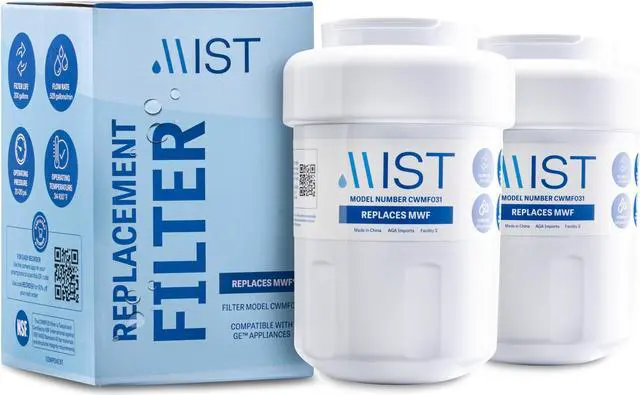 Main image of Mist MWF Replacement for GE MWF Smartwater, MWFA, MWFP, GWF, GWFA, Kenmore 9991,46-9991, 469991 Refrigerator Water Filter Replacement, 2 pack