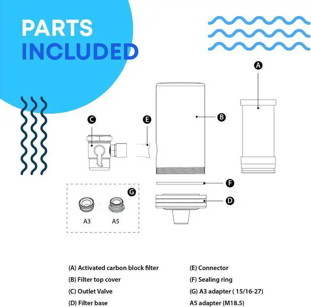 Alt view image 3 of 5 - Mist Stainless Steel Activated Carbon Fiber Faucet Filtration System NSF Certified Connects to Standard Faucets 320-Gallon Capacity