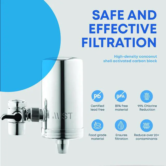 Alt view image 2 of 5 - Mist Stainless Steel Activated Carbon Fiber Faucet Filtration System NSF Certified Connects to Standard Faucets 320-Gallon Capacity