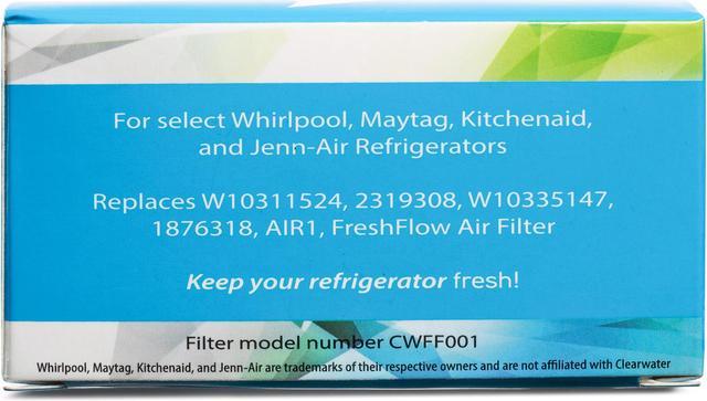 Fresh Flow Refrigerator Air Filter Replacement for Whirlpool W10311524,  W10335147, 2319308 Filter for Air1, W10315189 For kitchenaid Refrigerator  Air Filters, 4-PACK (White) 