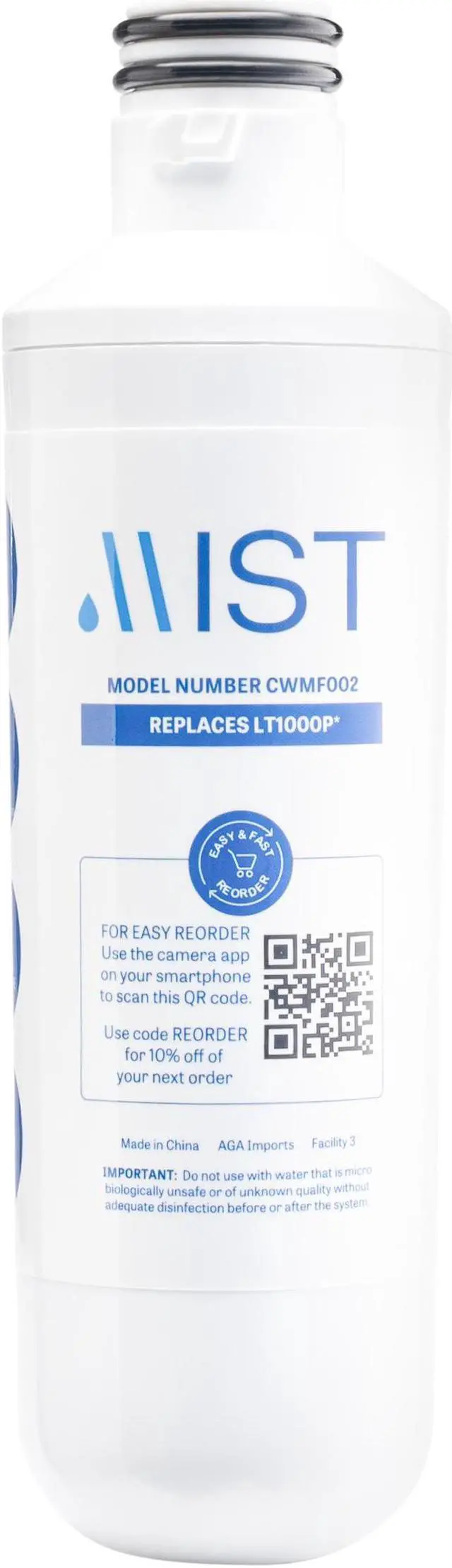 Alt view image 3 of 7 - Mist LT1000P Water Filter Replacement, Compatible with LG Models: ADQ747935, MDJ64844601, LMXS28626D, LT1000PC, LT-1000PC Kenmore 46-9980, 469981, 1 Pack