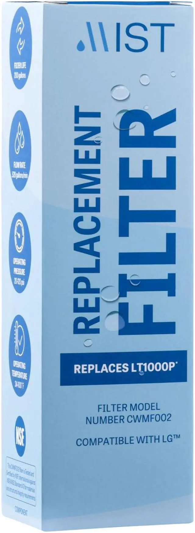 Main image of Mist LT1000P Water Filter Replacement, Compatible with LG Models: ADQ747935, MDJ64844601, LMXS28626D, LT1000PC, LT-1000PC Kenmore 46-9980, 469982, 3 Pack