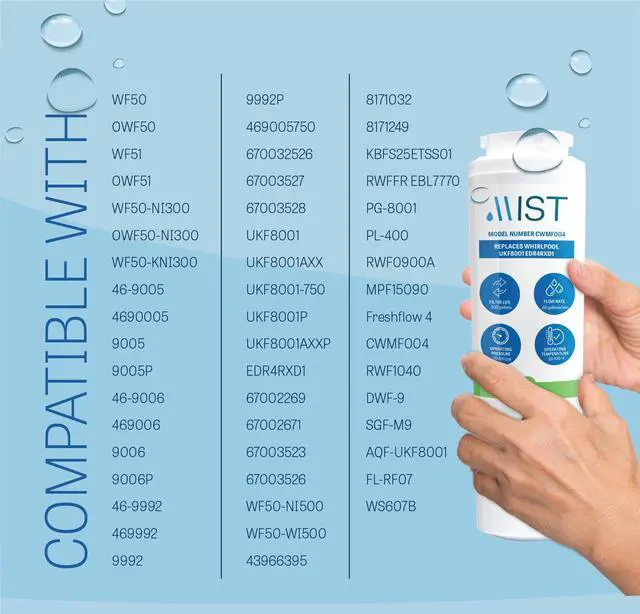 Alt view image 6 of 8 - Mist UKF8001 Replacement For Whirlpool Maytag 4396395 EDR4RXD1 Pur Filter 4 Kenmore 46-9005 Refrigerator Water Filter
