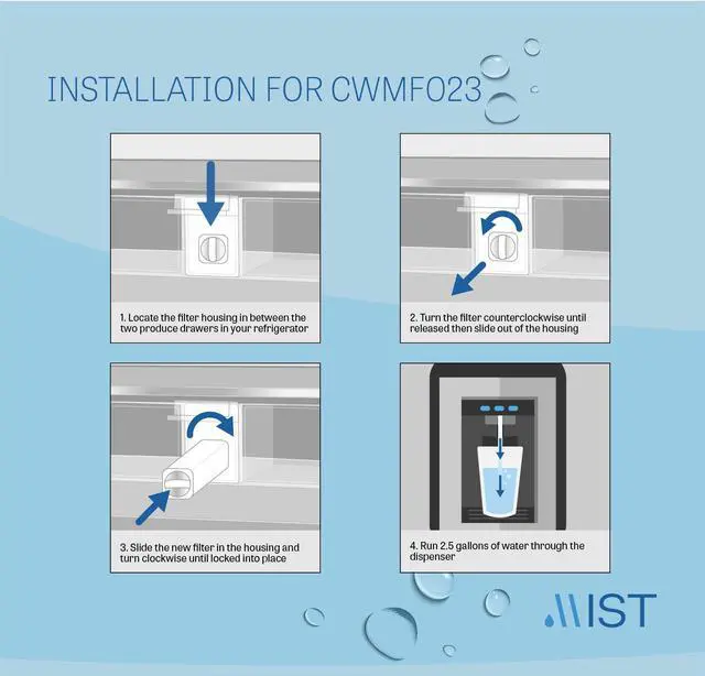 Alt view image 5 of 7 - Mist DA97-17376B Samsung Water Filter Replacement for Samsung Water Filter DA97-17376B, HAF-QIN Refrigerator Water Filter, HAF-QIN/EXP, DA97-08006C, RF28R7351SG, RF23M8070SR, RF23M8070SG WS645A 3 Pack