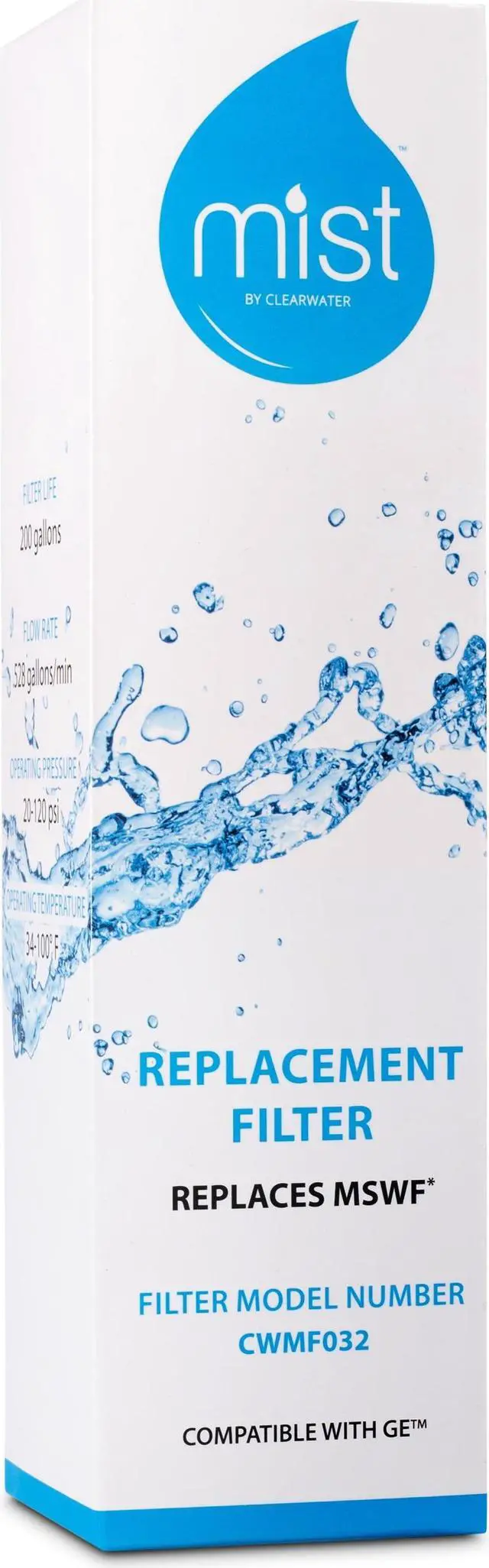 Alt view image 2 of 6 - Mist MSWF Refrigerator Water Filter Replacement, Compatible with GE Models: 101820A, 101821B, 101821, 2 Pack - Mist