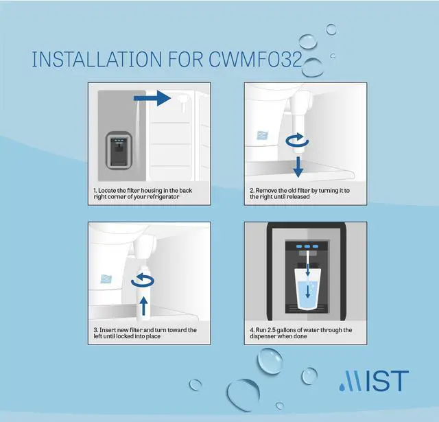 Alt view image 4 of 6 - Mist MSWF Refrigerator Water Filter Replacement, Compatible with GE Models: 101820A, 101821B, 101821, 2 Pack - Mist