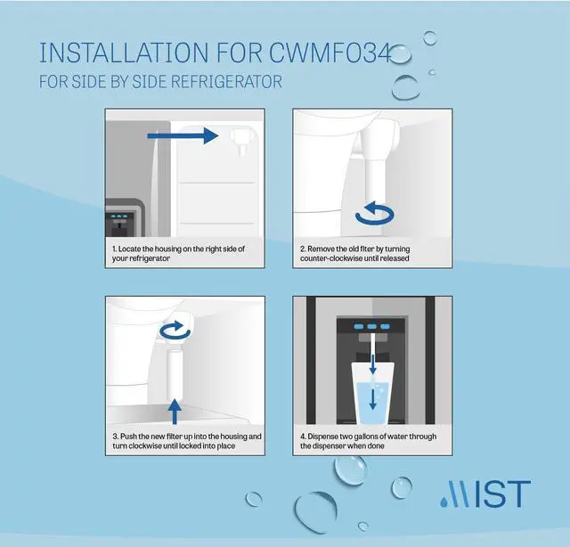 Alt view image 5 of 7 - XWF Water Filter Replacement (Not XWFE), Compatible with GE XWF Models: GWE19JSLSS, WR17X30702, GBE21, GDE21, GDE25, GFE24, 1 Pack- Mist