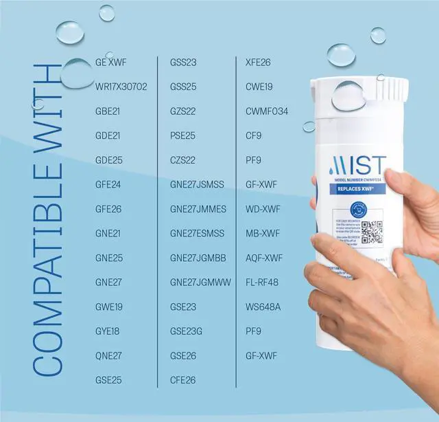 Alt view image 3 of 7 - XWF Water Filter Replacement (Not XWFE), Compatible with GE XWF Models: GWE19JSLSS, WR17X30702, GBE21, GDE21, GDE25, GFE24, 1 Pack- Mist