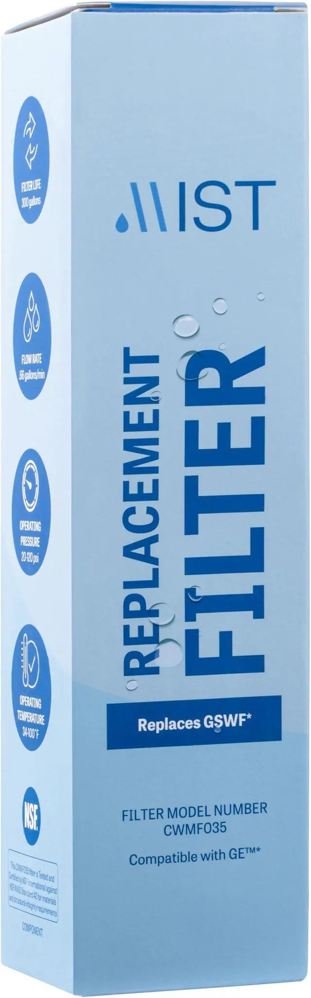 Alt view image 2 of 7 - Mist GSWF Water Filter Replacement Compatible with GE Models: GSWFDS, 100749-C, 100810/A, 238C2334P001, Kenmore 46-9914, 3 Pack - Mist