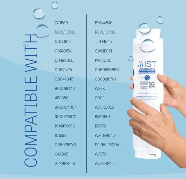Alt view image 4 of 7 - Mist Ultra Clarity Replacement Compatible With: Bosch Ultra Clarity, 644845, 9000077104, 9000194412, Haier 0060820860, 0060218744, Miele KWF1000 Refrigerator Water Filter, 1 Pack