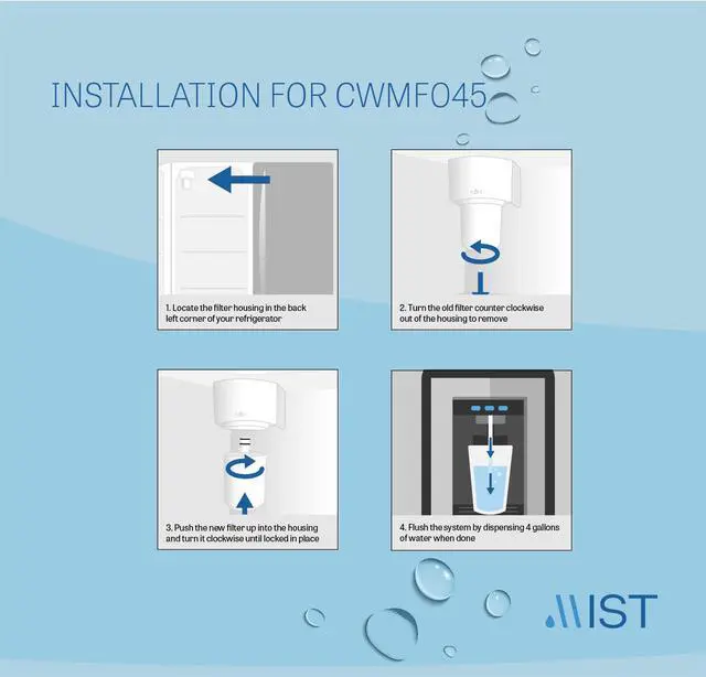 Alt view image 5 of 6 - Mist 5231JA2002A Water Filter Replacement, Compatible LG Models: LT500P, GEN11042FR-08, ADQ72910911, ADQ729109012, Kenmore 9890, 46-9890, LFX25974ST, LMX25964ST, LSC27925ST, 1 Pack