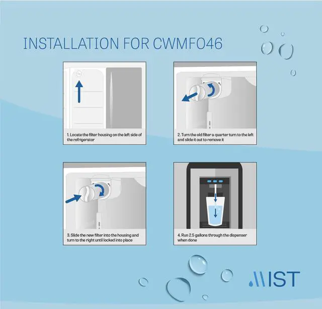 Alt view image 5 of 7 - Mist 5231JA2006B Water Filter Replacement, Compatible with LG Models: 5231JA2006A, Kenmore 469990, LT600P, 5231JA2006E, 5231JA2006F, 46-9990, 3 Pack - Mist