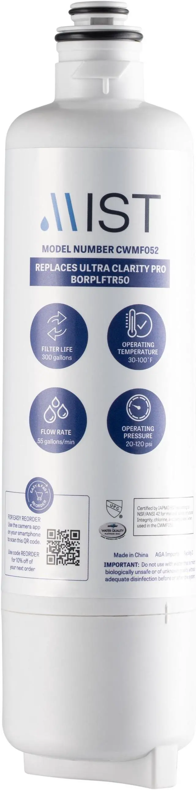 Alt view image 3 of 7 - Mist Bosch BORPLFTR50 Water Filter Replacement Ultra Clarity Pro Compatible with BORPLFTR55, 12033030, 12028325, 11025825,11032531, 17005582, 12036454, WFC100MF, WFS200MF, RA450022, REPLFLTR55, 2 Pack