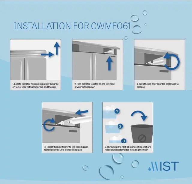 Alt view image 5 of 7 - Mist 4204490 Replacement Compatible with Sub-Zero 4204490, 4290510 InSinkErator F-1000 F-2000 Refrigerator Filter, 2 Pack
