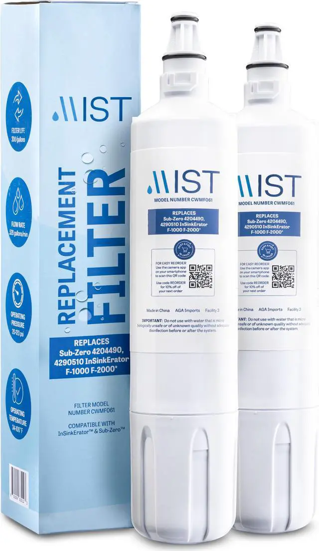 Main image of Mist 4204490 Replacement Compatible with Sub-Zero 4204490, 4290510 InSinkErator F-1000 F-2000 Refrigerator Filter, 2 Pack