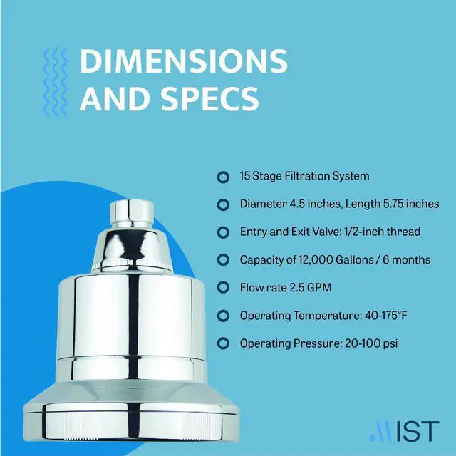 Alt view image 6 of 6 - Filtered Shower Head,15 stage Filtration Chrome Shower Head with a Replaceable Filter Removes Chlorine and Bad Odor Reduces Dry Itchy Skin, Dandruff, Eczema, Improves Skin Hair and Nails - Mist