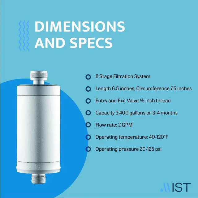 Alt view image 5 of 5 - Mist Water Softening Aluminum Shower Filter, 8 Stage Filtration System, Ideal for Hand-held Shower Arms, Effectively Removes Chlorine, Reduces Dry Itchy Skin, Improves Skin, Hair, and Nail Health