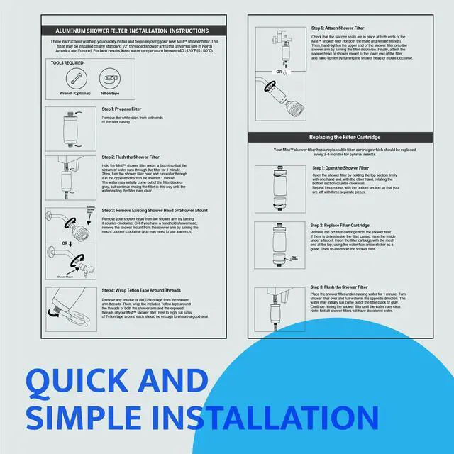 Alt view image 3 of 5 - Mist Water Softening Aluminum Shower Filter, 8 Stage Filtration System, Ideal for Hand-held Shower Arms, Effectively Removes Chlorine, Reduces Dry Itchy Skin, Improves Skin, Hair, and Nail Health