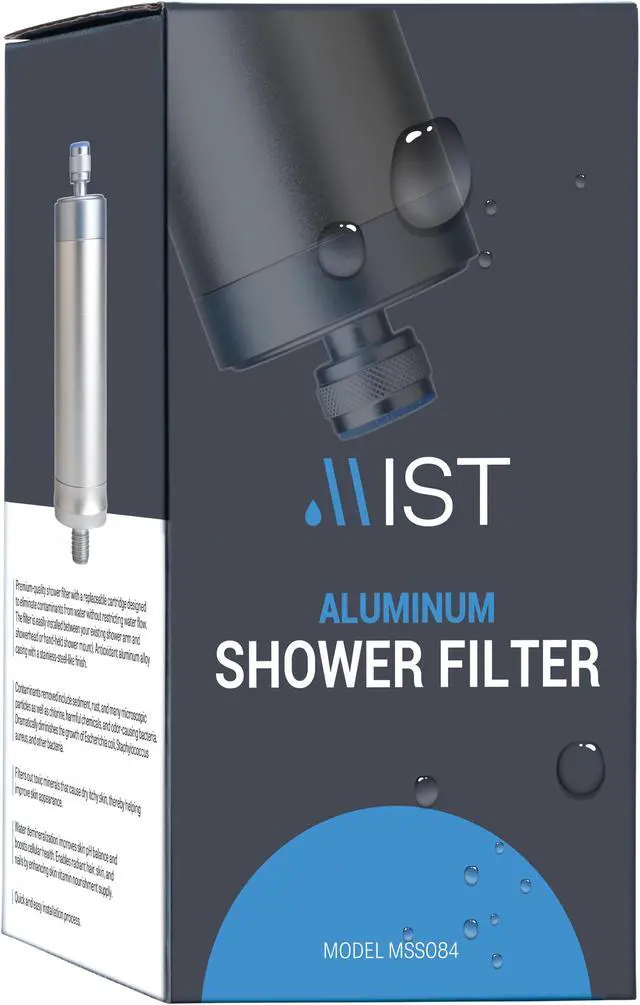 Alt view image 2 of 5 - Mist Water Softening Aluminum Shower Filter, 8 Stage Filtration System, Ideal for Hand-held Shower Arms, Effectively Removes Chlorine, Reduces Dry Itchy Skin, Improves Skin, Hair, and Nail Health