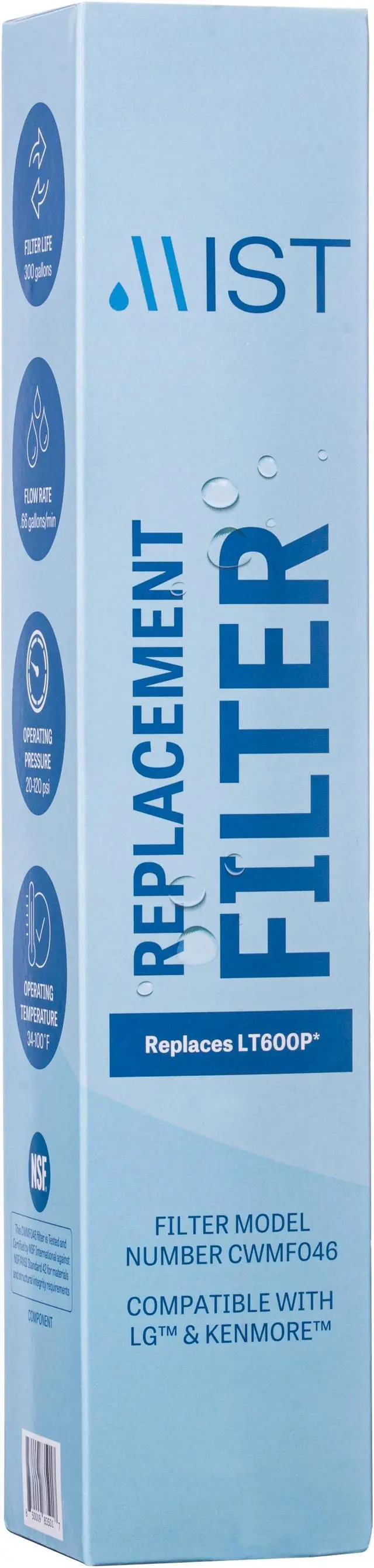 Alt view image 3 of 7 - Mist 5231JA2006B Water Filter Replacement, Compatible with LG Models: 5231JA2006A, Kenmore 469990, LT600P, 5231JA2006E, 5231JA2006F, 46-9990, 3 Pack - Mist