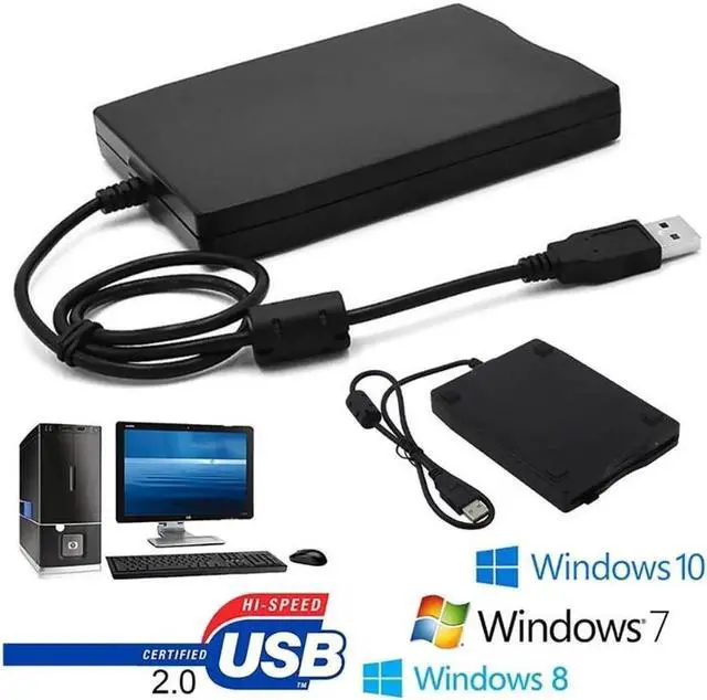 Main image of 3.5" USB 2.0 Data External Floppy Disk Drive Portable 1.44MB USB Drive Plug and Play For Laptop PC Win 7/8/10 Mac Black