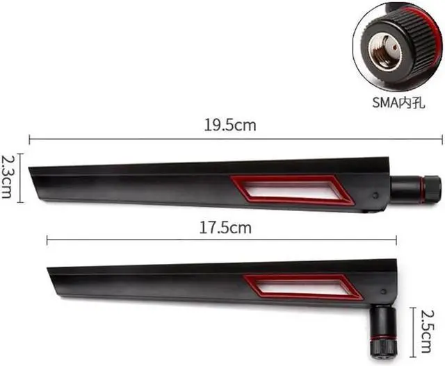 Alt view image 4 of 6 - 2 X 10dBi RP-SMA High Gain Antennas Dual Band 2.4GHz 5GHz WiFi Antenna Connector Universal Antennas Amplifier WLAN Router Antenna Booster