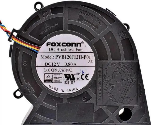 Alt view image 3 of 4 - PVB120J12H-P01 12cm DC 12V 0.80A Large air volume turbine blower projector cooling fan