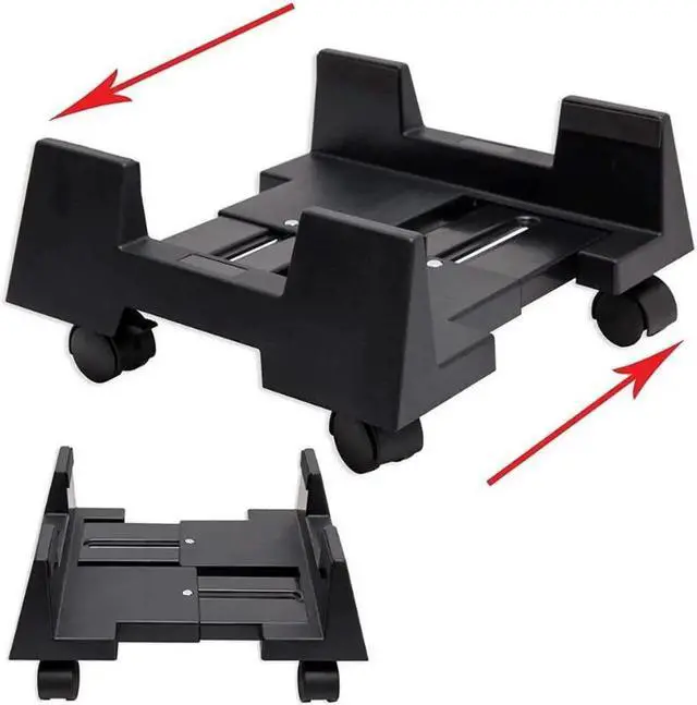 Alt view image 5 of 5 - CPU Stand Mobile Desktop Tower Computer Floor Stand Rolling Caster Wheels Adjustable Width Universal PC Computer Holder Cart with 4 Caster Wheels (Black-B)