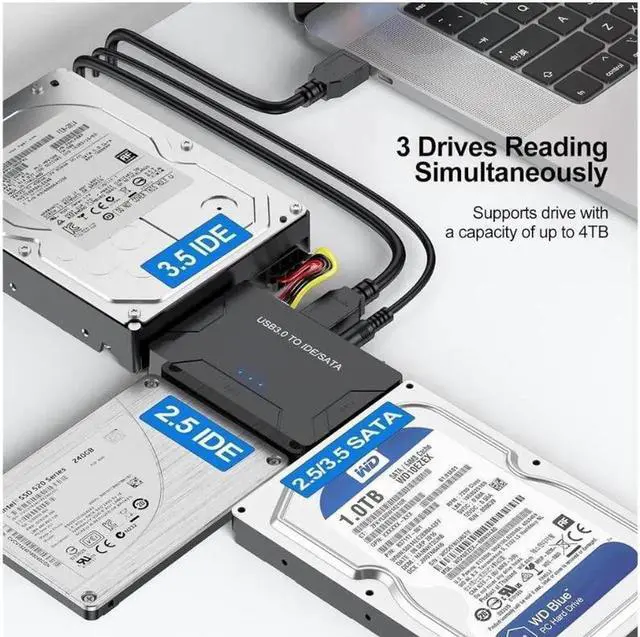 Alt view image 4 of 7 - Hard Drive Reader IDE SATA to USB 3.0 Adapter, USB + Type C External Hard Drive Data Ultra Recovery Converter Kit with Power for 2.5 3.5 HDD ssd Disk 5.25 Inch DVD/CD-ROM Optical Drive