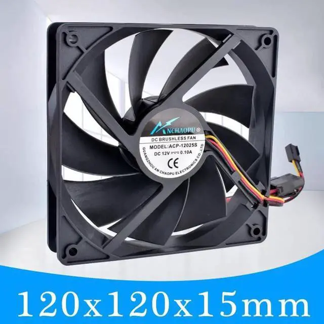 Alt view image 6 of 7 - 12cm 120mm cooling fan ANCHAOPU 120x120x25mm DC12V 0.10A 3 wires D type plug Quiet cooling fan for chassis and power supply