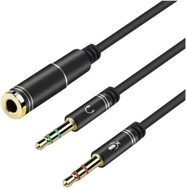 Main image of 3.5mm Headphone Stereo Audio Mic Y Splitter,Dual 3.5 mm Plug (Audio + Microphone) to 4 Pole Comob Jack Aux Adapter for 4 pin 3.5mm Plug Smartphone Earphone