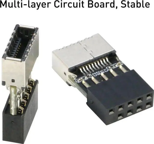 Alt view image 4 of 7 - [1-Pack] USB 2.0 to USB 3.2 Gen 1 Header Adapter Internal 9Pin Female to USB 3.1 Type-E (A-Key) Female Converter for Extending USB C Ports on Front Panel of PC