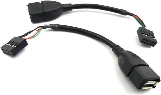 Main image of Duttek (2-Pack) 10CM USB 2.0 Type A Female to Dupont 9 Pin Female Header Motherboard Cable Cord (AF/9Pin 0.1M)